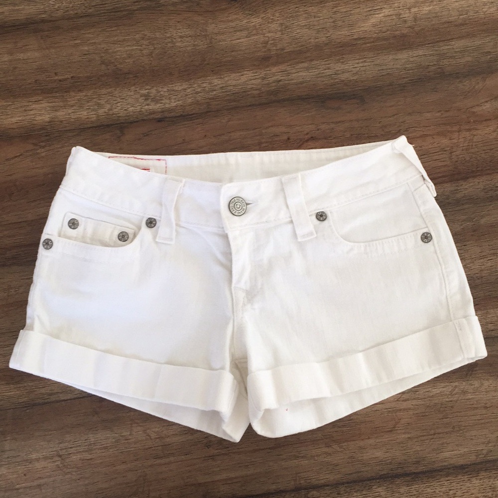 True Religion White Denim Shorts
